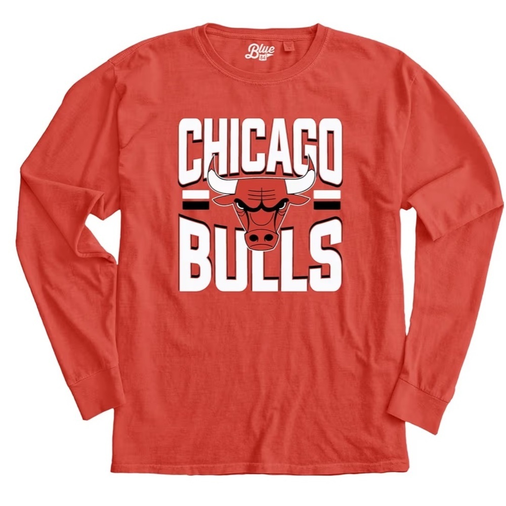 NWT Blue 84 NBA Chicago Bulls Long-Sleeve Tee — Red/White Logo - Picture 3 of 6